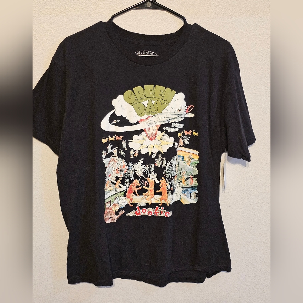 鯱鉾GREEN DAY dookie vintage tee 90s Green Day Dookie Album Cover Adult Short Sleeve T Shirt 90s